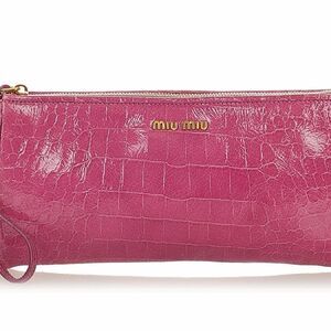 Miu Miu Vibrant Pink Embossed Wristlet